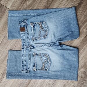BKE Denim Kate Stretch Distressed Bootcut Altered Length Women's 32 Blue Jeans